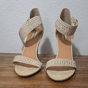 Not Rated Women's Beige Rhinestone Sandals